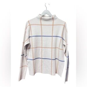 Tahari White Grid Mock Neck Sweater – Size Large
